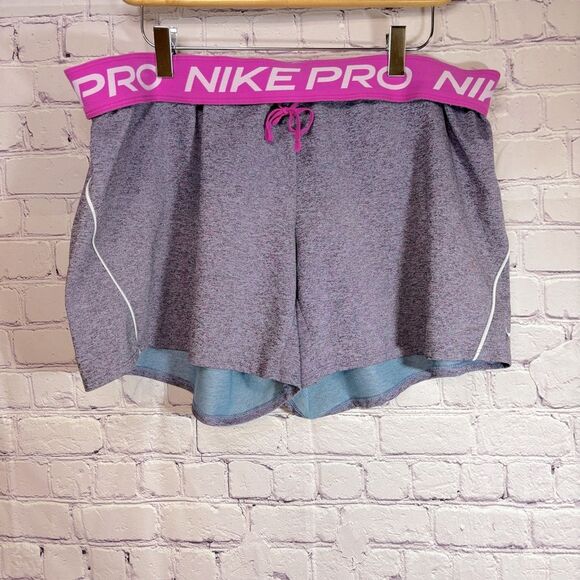Nike Pro Plus Purple Heather Women's Dri-FIT Athletic Training Gym Shorts XL - Picture 1 of 9